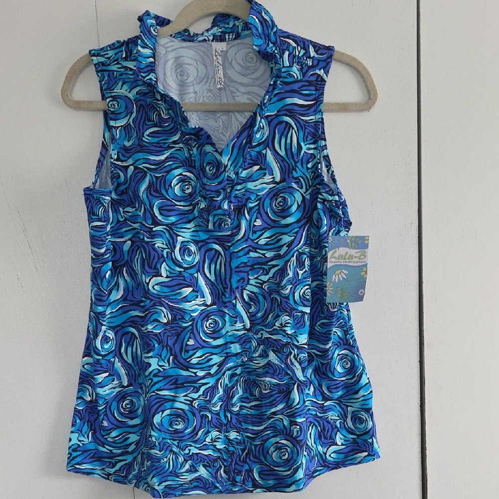 Lulu-B Blue Swirl Sleeveless Top